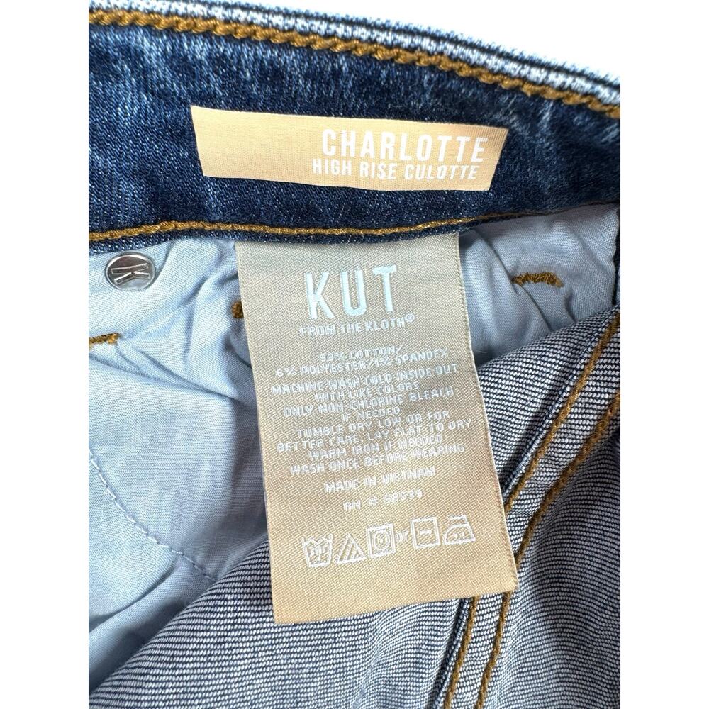 Kut from the Kloth Charlotte Jeans 6 High Rise Culotte Medium Wash Denim Casual - Picture 4 of 9